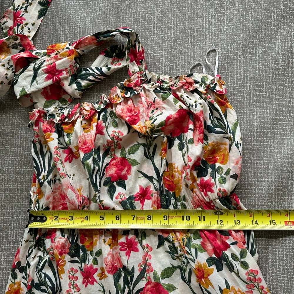 J CREW One Shoulder Beach Maxi Dress In Vintage Floral Size S Tiered Semi Sheer - Picture 12 of 12